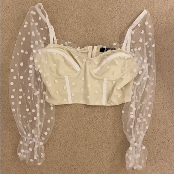 Dotted Mesh Crop Top - Picture 2 of 3